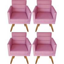 Kit 04 Poltronas Luxo Decorativas Nina Suede Rose Kit 04 Poltronas Luxo Decorativas Nina Suede Rose