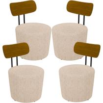 Kit 04 Poltronas Para Sala De Estar Decorativa Base Fixa Luara M03 Linho Cru - Lyam Decor Kit 04 Poltronas Para Sala De Estar Decorativa Base Fixa Luara M03 Linho Cru - Lyam Decor