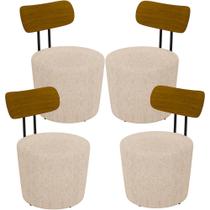 Kit 04 Poltronas Para Sala De Estar Decorativa Base Fixa Luara M03 Linho Cru - Lyam Decor Kit 04 Poltronas Para Sala De Estar Decorativa Base Fixa Luara M03 Linho Cru - Lyam Decor