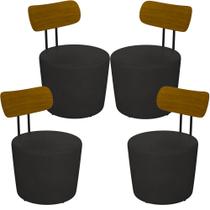 Kit 04 Poltronas Para Sala De Estar Decorativa Base Fixa Luara M03 material sintético Preto - Lyam Decor Kit 04 Poltronas Para Sala De Estar Decorativa Base Fixa Luara M03 material sintético Preto - Lyam Decor