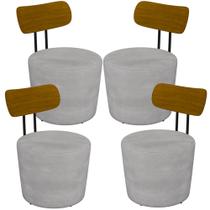 Kit 04 Poltronas Para Sala De Estar Decorativa Base Fixa Luara M03 Veludo Cinza - Lyam Decor Kit 04 Poltronas Para Sala De Estar Decorativa Base Fixa Luara M03 Veludo Cinza - Lyam Decor