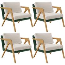 Kit 04 Poltronas Sala L02 Facto Verde Musgo Linho Cru Kit 04 Poltronas Sala L02 Facto Verde Musgo Linho Cru
