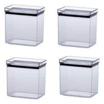 Kit 04 Potes Alimento Hermético Empilhável Retangular 1300ml 1168 Paramount