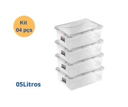 Kit 04 Potes Caixas Organizadoras 05 Lts Com Tampa Geladeira Freezer Salgados Laticínios ref308