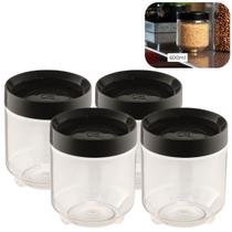 Kit 04 Potes Organizador Conecta 600ml Preto com Tampa Empilhável UZ