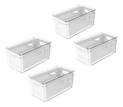 Kit 04 Potes Organizador Hermético Block 450Ml Mantimento