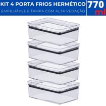 Kit 04 Potes Porta-Frios Acrílico Hermético Lumini 770ml Kit 04 Potes Porta-Frios Acrílico Hermético Lumini 770ml