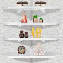 Kit 04 Prateleira De Parede De Canto Organizadora P/ Quarto Sala Cozinha 35 X 35 cm Carving