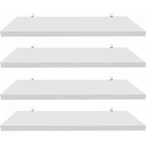 Kit 04 Prateleiras 50x15CM Branco MDF Decorativa Casa Sala Quarto Banheiro Cozinha Livros Madeira Esmalteria Parede - Bali Móveis Modulares