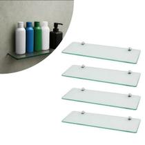 Kit 04 Prateleiras Retangular de Vidro 30cm x 10cm Kit 04 Prateleiras Retangular de Vidro 30cm x 10cm