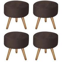 Kit 04 Puff Banqueta Redondo Marrom