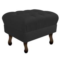 Kit 04 Puff Retrô Capitonê Decorativo Pé em Madeira Sala de Estar Recepção Escritório material sintético Preto - KDAcanto Móveis