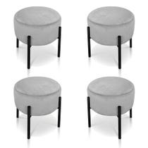 Kit 04 Puffs Iron Suede Cinza Base Palito