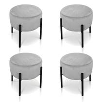 Kit 04 Puffs Iron Suede Cinza Base Palito