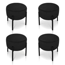 Kit 04 Puffs Iron Suede Preto Base Preto Palito