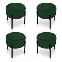 Kit 04 Puffs Iron Suede Verde Base Preto Palito