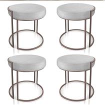 Kit 04 Puffs Love Suede Cinza Base Industrial Cobre