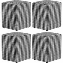 Kit 04 Puffs Quadrado Decorativo L02 Pied Poule - Lyam Decor Kit 04 Puffs Quadrado Decorativo L02 Pied Poule - Lyam Decor
