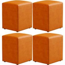 Kit 04 Puffs Quadrado Decorativo L02 Sintético Whisky - Lyam Decor Kit 04 Puffs Quadrado Decorativo L02 Sintético Whisky - Lyam Decor