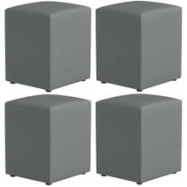 Kit 04 Puffs Quadrado L02 Corano Cinza Kit 04 Puffs Quadrado L02 Corano Cinza
