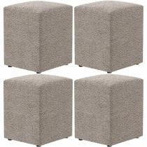 Kit 04 Puffs Quadrado L02 Decorativo Bouclê Bege Kit 04 Puffs Quadrado L02 Decorativo Bouclê Bege