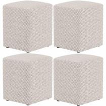Kit 04 Puffs Quadrado L02 Decorativo Bouclê Cru - Lyam Decor Kit 04 Puffs Quadrado L02 Decorativo Bouclê Cru - Lyam Decor