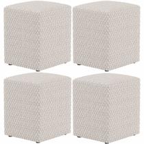 Kit 04 Puffs Quadrado L02 Decorativo Bouclê Cru - Lyam Decor Kit 04 Puffs Quadrado L02 Decorativo Bouclê Cru - Lyam Decor