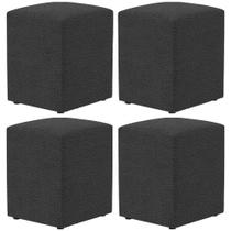 Kit 04 Puffs Quadrado L02 Decorativo Bouclê Preto - Lyam Decor Kit 04 Puffs Quadrado L02 Decorativo Bouclê Preto - Lyam Decor