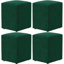 Kit 04 Puffs Quadrado L02 Decorativo Bouclê Verde - Lyam Decor Kit 04 Puffs Quadrado L02 Decorativo Bouclê Verde - Lyam Decor