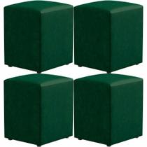 Kit 04 Puffs Quadrado L02 Decorativo Facto Verde - Lyam Decor