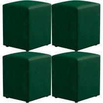 Kit 04 Puffs Quadrado L02 Decorativo Facto Verde - Lyam Decor