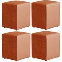 Kit 04 Puffs Quadrado L02 Decorativo material sintético Camel - Lyam Decor