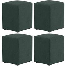 Kit 04 Puffs Quadrado L02 Linho Verde