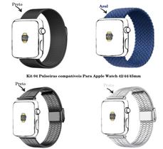 Kit 04 Pulseiras compatíveis Para Apple Watch 42/44/45mm Kit 04 Pulseiras compatíveis Para Apple Watch 42/44/45mm