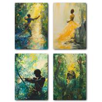 Kit 04 quadros decorativos Logunedé, Oxum, Oxóssi e Ossaim / Umbanda e Candomblé / Orixás