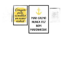Kit 04 Quadros Decorativos Mar Calmo Amarelo 45x34Cm