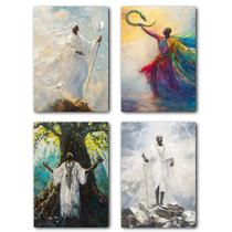 Kit 04 quadros decorativos Oxalá, Oxumaré, Iroko e Ayrá / Umbanda e Candomblé / Orixás