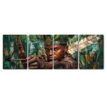 Kit 04 Quadros Orixá Oxóssi Umabanda Candomblé Orixás Cortado e Impresso a laser Alta Qualidade Exclusivo