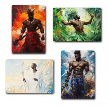 Kit 04 Quadros Orixás xangô, Oxóssi, Ogum E Oxalá