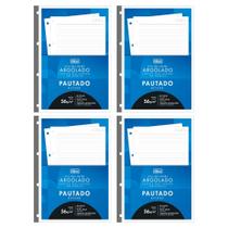 Kit 04 Refil Caderno Argolado Fichário Tiliflex Universitário Pautado Académie 56g/m² 80 Folhas - Tilibra