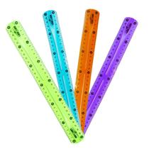 Kit 04 Régua Escolar Flexível Colorida 30 cm Leo&Leo