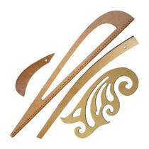 Kit 04 Réguas Corte Costura Curva Francesa Cavas Decotes Mdf