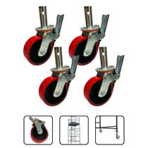 Kit 04 Rodas Para Andaime C/ Trava Cap. 500kg Poliuretano