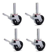 Kit 04 Rodizio Para Andaime Roda De Borracha Ferro Giratório