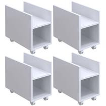 Kit 04 Suportes Para Cpu E Nobreak Com Rodízios Guide L03 Branco - Lyam Decor