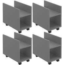 Kit 04 Suportes Para Cpu E Nobreak Com Rodízios Guide L03 Cinza - Lyam