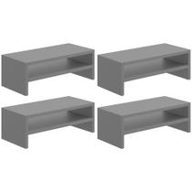 Kit 04 Suportes Para Monitor Stand Home Office Lap 63 cm L03 Cinza - Lyam Kit 04 Suportes Para Monitor Stand Home Office Lap 63 cm L03 Cinza - Lyam