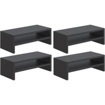 Kit 04 Suportes Para Monitor Stand Home Office Lap 63 cm L03 Preto - Lyam Kit 04 Suportes Para Monitor Stand Home Office Lap 63 cm L03 Preto - Lyam