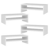 Kit 04 Suportes Stand Base Para Monitor Soft Elevado 45cm em MDF com 01 Prateleira - Abmaza