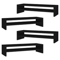 Kit 04 Suportes Stand Base Tela Monitor Soft Elevado 65cm em MDF com 01 Prateleira - Abmaza